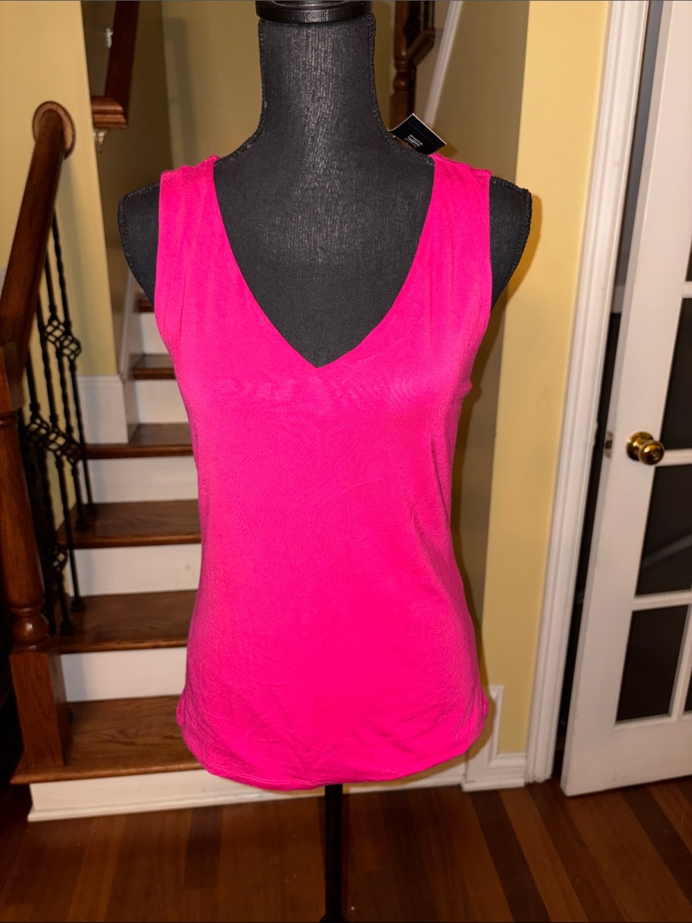 INC International Concepts Women's V-Neck Sleeveless Tank Top - Hot Pink